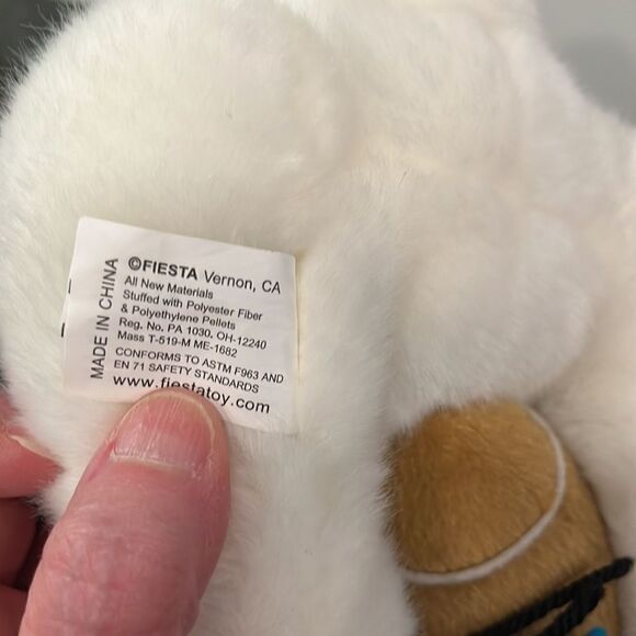 Fiesta sitting white bear w/green/white scarf & football 9" - Picture 11 of 11